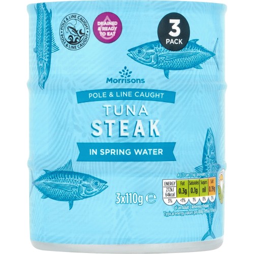 Morrisons No Drain Tuna Steak In A Little Spring Water (3 x 110g