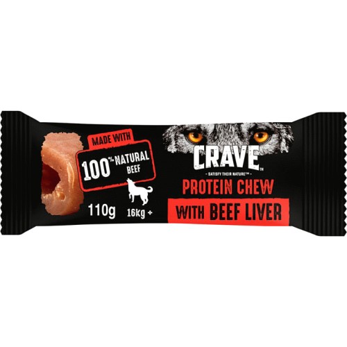 Crave Protein Chew Natural Adult Medium Large Dog Treat Beef & Liver (110g)