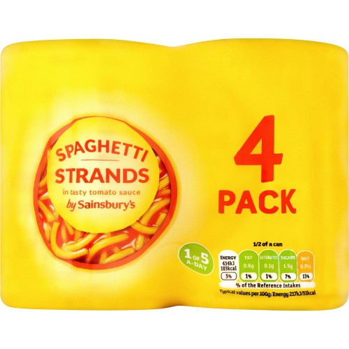 Sainsbury's Spaghetti In Tomato Sauce (4 x 400g) Compare Prices