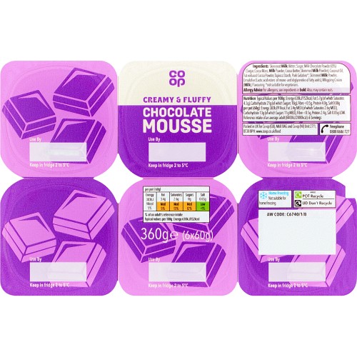 Coop Milk Chocolate Mousse (6 x 60g, 360g) Compare Prices & Where To