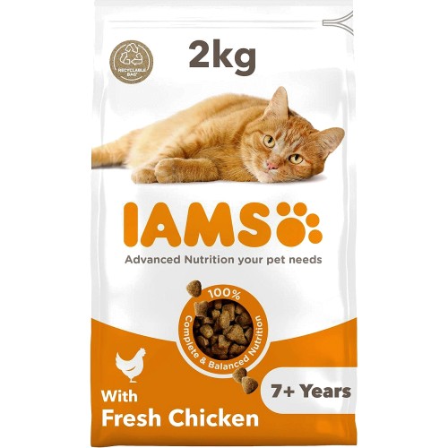 Iams Cat Food Senior 7+ With Fresh Chicken (2kg)
