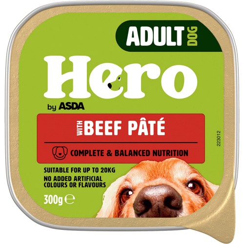 Hero By ASDA Adult Dog Food Beef Pate 300g Compare Prices Where 