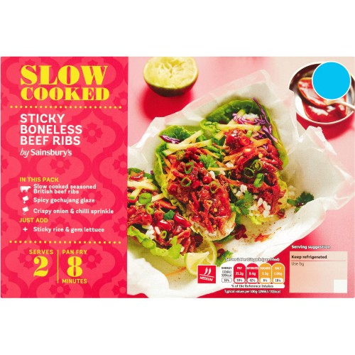Sainsbury's Slow Cooked Sticky Boneless British Beef Ribs (400g