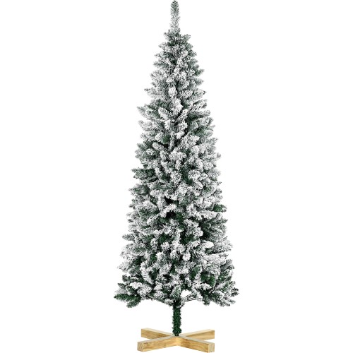 Everglow Green Pencil Snow Flocked Artificial Christmas Tree with