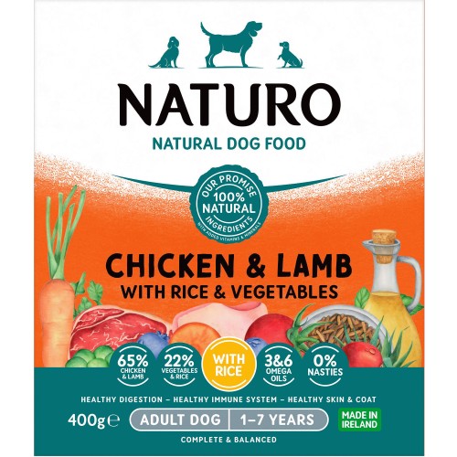 Natural Pet Food Chicken & Lamb with Rice and Vegetables Adult Dog 1 to 7 Years