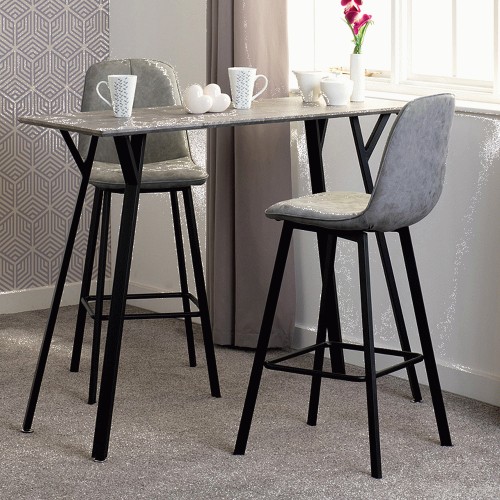 Seconique Quebec Concrete Effect Faux Leather 2 Seater Bar Table Set ...
