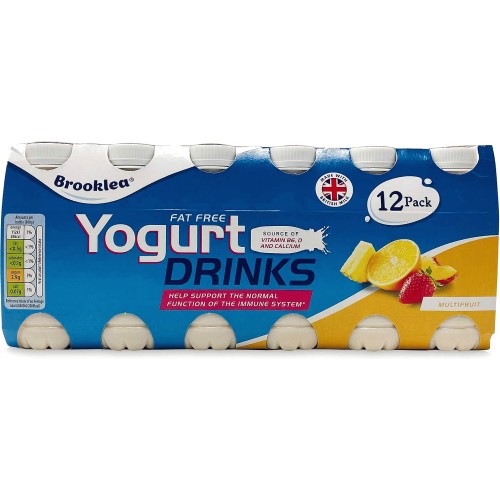 Brooklea 12 Fat Free Yogurt Drinks Multifruit (12 x 100g)