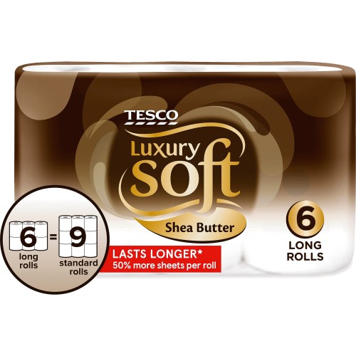 Tesco Luxury Soft Shea Butter Toilet Tissue 6 Long Rolls Compare