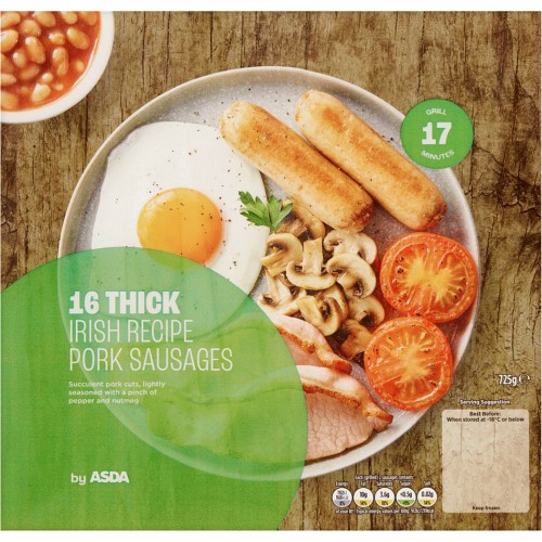 ASDA 16 Thick Pork Irish Recipe Sausages 725g Compare Prices 