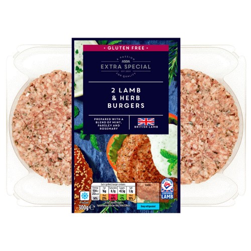 ASDA Extra Special 2 Lamb & Herb Burgers (300g) Compare Prices