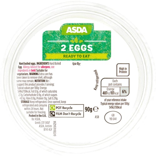 ASDA 2 Eggs (90g) - Compare Prices & Where To Buy - Trolley.co.uk