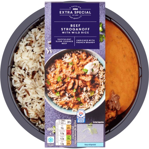 ASDA Extra Special Beef Stroganoff with Wild Rice (400g) Compare