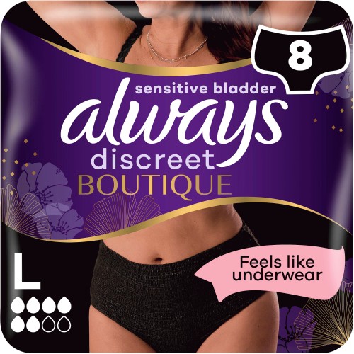 Always Discreet Boutique Underwear Incontinence Pants Plus Large Black L  (8) - Compare Prices & Where To Buy 