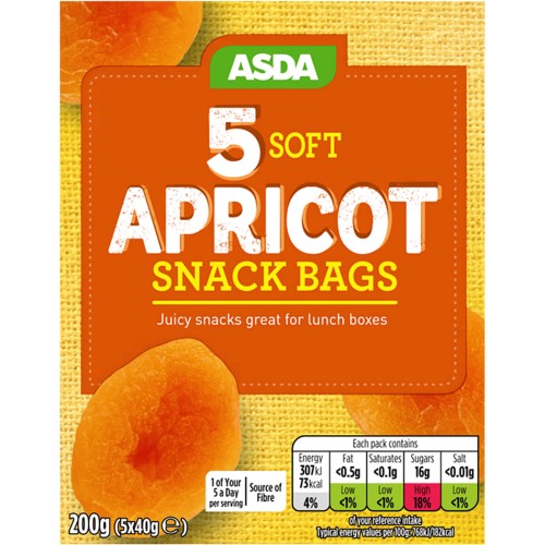 ASDA Soft Apricot Snack Bags (5 x 40g) Compare Prices & Where To Buy