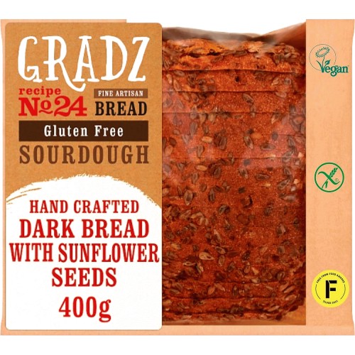 Gradz Bakery Gluten Free Dark Sourdough with Sunflower Seeds (400g ...