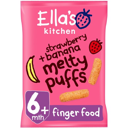 Ella's Kitchen Organic Strawberry and Banana Melty Puffs Baby Snack 6+ Months (20g)