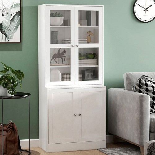 Portland 4 Door Modern White Display Storage Cabinet Compare