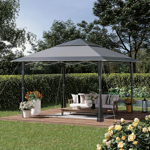 Outsunny 4x4m Dark Grey Outdoor Pop Up Gazebo Compare Prices & Where