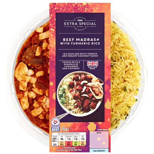 ASDA Extra Special Beef Madras with Turmeric Rice (375g) Compare Prices & Where To Buy