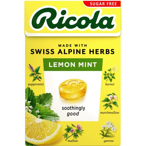 Ricola Cranberry Swiss Herb Lozenges Sugar Free Candy Soothing Refreshing  40g.