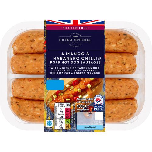 ASDA Extra Special Mango & Habanero Chilli Pork Hot Dog Sausages (400g) Compare Prices & Where