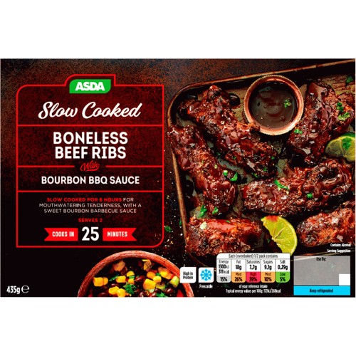 ASDA Slow cooked Boneless Beef Ribs with Bourbon Sauce (435g) Compare