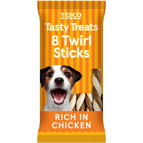 Tesco 8 Twirl Stick Dog Treats With Chicken
