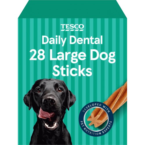 Tesco Daily Dental 28 Large Dog Sticks (4 x 270g)
