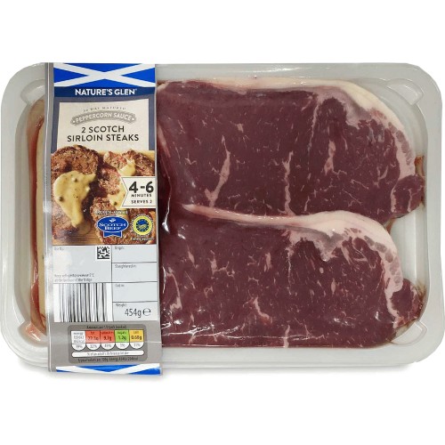 Nature's Glen Scotch Sirloin Steaks With Peppercorn Sauce (2 x 454g