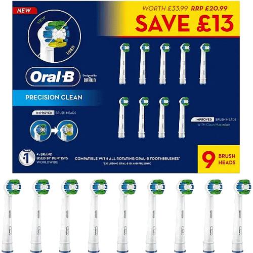 OralB Precision Clean Replacement Toothbrush Heads (9) Compare