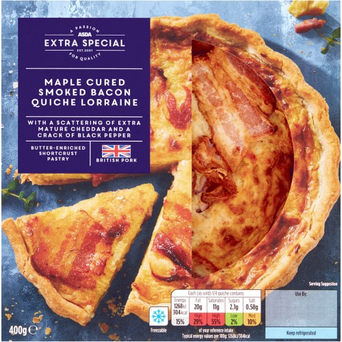 ASDA Extra Special Maple Cured Smoked Bacon Quiche Lorraine (400g