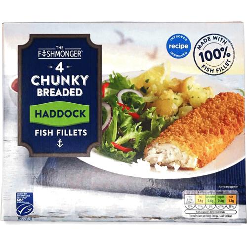 The Fishmonger 4 Chunky Breaded Haddock Fish Fillets (500g) Compare