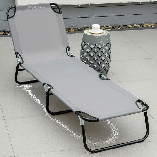 Outsunny Grey 5 Level Adjustable Folding Sun Lounger Compare Prices