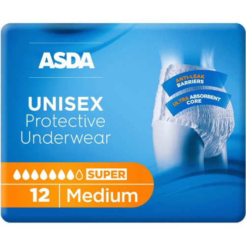 ASDA UNISEX Super Absorbent Underwear Incontinence Pants Medium (12) -  Compare Prices & Where To Buy 