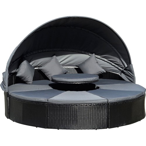 Outsunny 6 Seater Rattan Daybed Lounge Set with Retractable Canopy