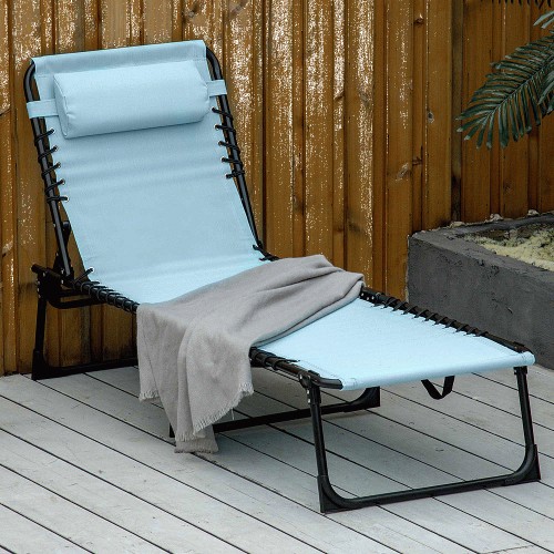 Outsunny Baby Blue Foldable Cot Sun Lounger Compare Prices & Where To