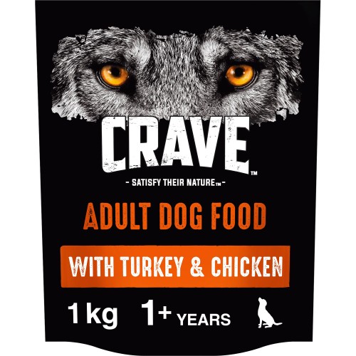 Crave Natural Grain Free Adult Complete Dry Dog Food Turkey & Chicken (1kg)