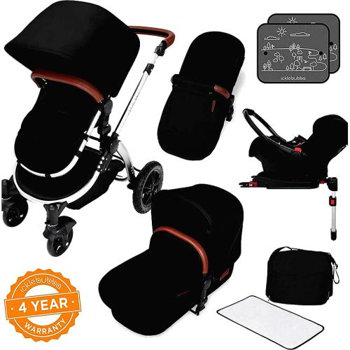 Ickle Bubba Stomp V4 travel system with galaxy car seat & isofix base