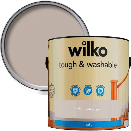 Wilko Tough & Washable Soft Taupe Matt Emulsion Paint (2.5 Litre