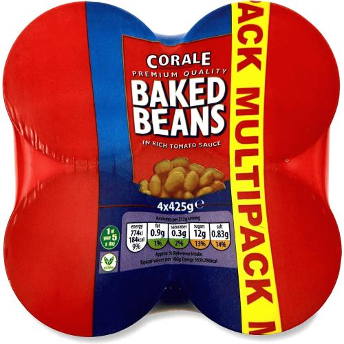 Corale Premium Quality Baked Beans In Rich Tomato Sauce (4 x 425g