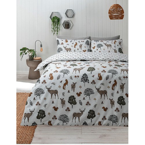 Home Watercolour Woodland Brushed Duvet Set King Compare