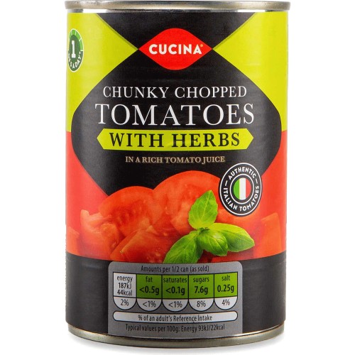 Cucina Chunky Chopped Tomatoes With Herbs (260g Drained) Compare