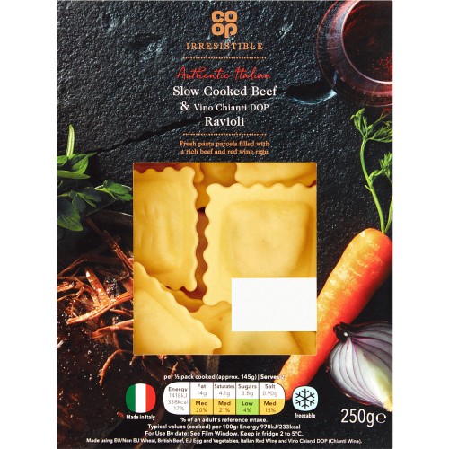 Coop Irresistible Slow Cooked Beef & Vino Chianti DOP Ravioli (250g