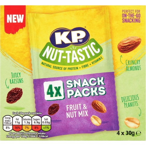 KP NutTastic Fruit & Nut Mix Multipack (4 x 30g) Compare Prices