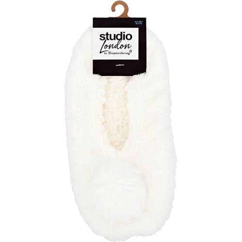 Superdrug Studio London Slipper Socks in Cream Compare Prices Where To Buy Trolley