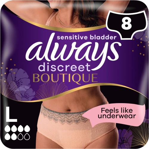 Always Discreet Boutique Incontinence Pants Low-Rise Black (8) - Compare  Prices & Where To Buy 