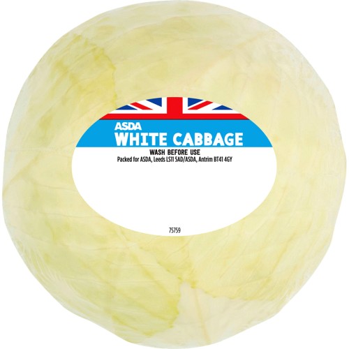 ASDA Grower's Selection White Cabbage (Typically 1.2kg) Per Kg