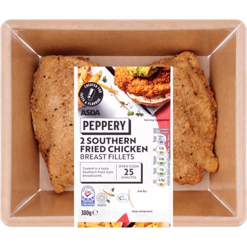ASDA 2 Peppery Southern Fried Chicken Breast Fillets (300g) Compare