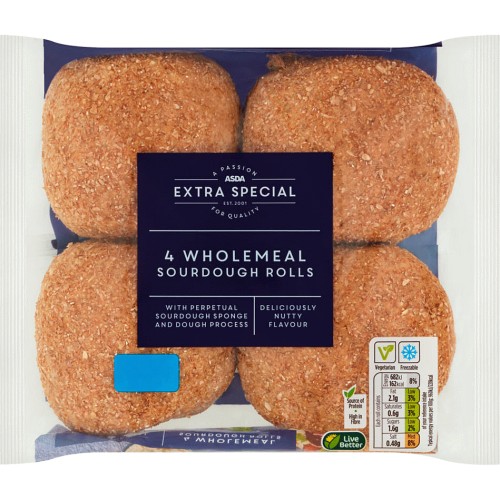 ASDA Extra Special Wholemeal Sourdough Rolls (4) Compare Prices