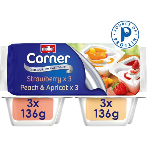 Corner Strawberry Peach & Apricot Yogurts